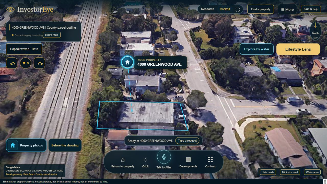 Two-unit property: 4000 Greenwood Avenue. Actual InvestorEye view with original map attribution.